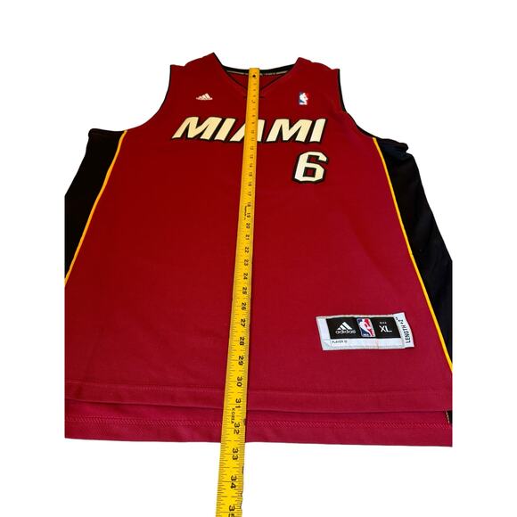 Adidas Miami Heat Lebron James #6 Red Stitched Jersey - Authentic - XL Length +2 - Picture 10 of 11